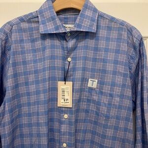 Peter Millar Blue and Pink Checkered Shirt Summer Soft Line